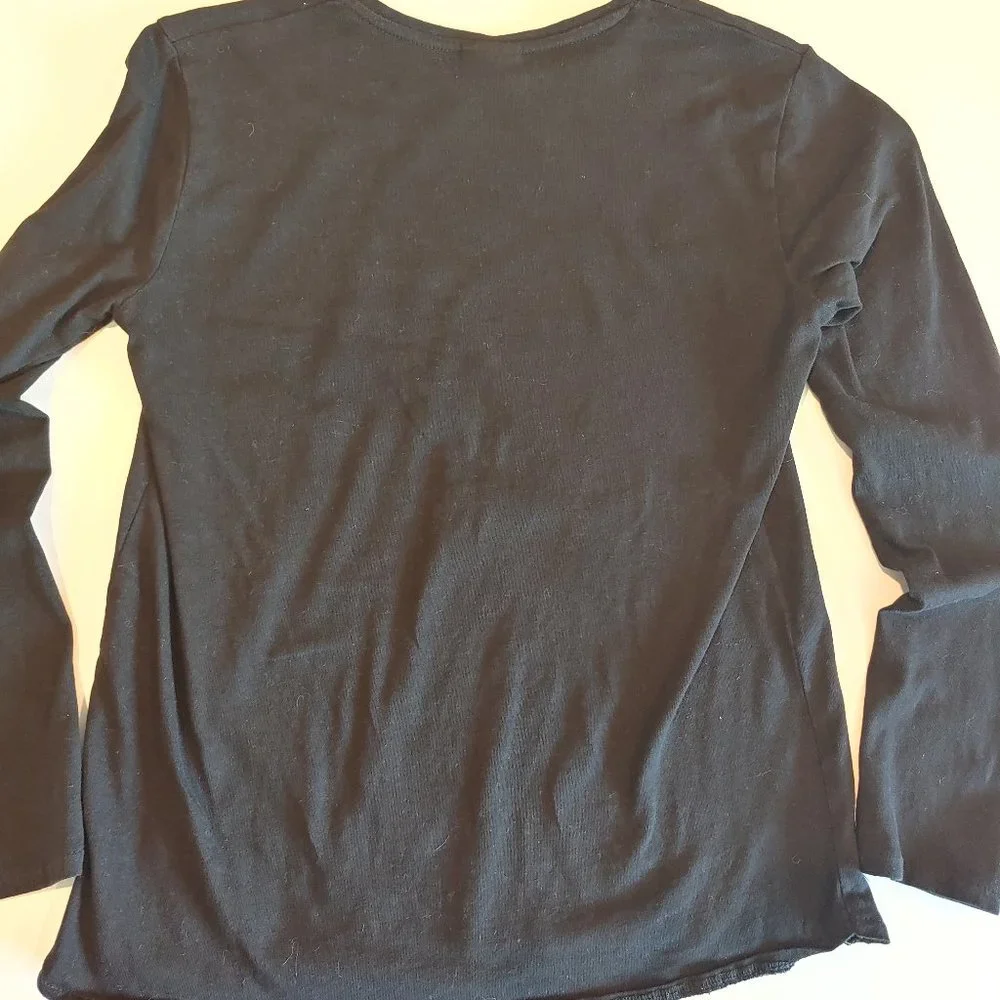 Zara | Metallic Gold Stars on Deep Black Long Sleeve Tee | 10 | Poetry